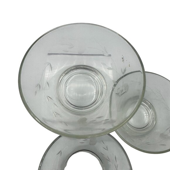 Princess House Floral Etched Clear Glass Dessert Bowls Set Of 3 - Picture 3 of 4